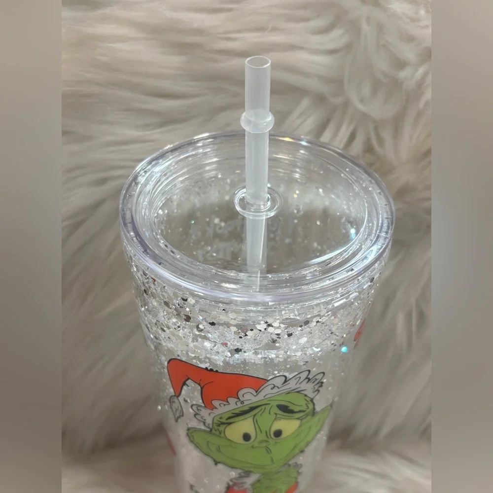 Snowglobe Christmas Grinch Glitter Tumbler 24 oz